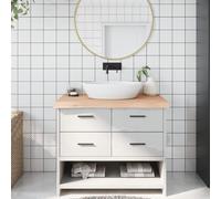 Nqyjm Piano per lavabo, 100 x 60 x (2-6) cm, in legno massiccio, non trattato, per bagno