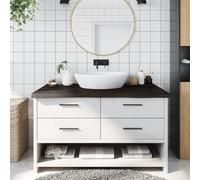 Nqyjm Piano per lavabo, marrone scuro, 100 x 50 x (2-6) cm, in legno massello per bagno