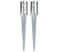 Nqyjm Picchetti da terra, 2 pezzi, argento, 8 x 61 cm, in acciaio zincato, per giardino, terrazza, esterno