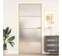 Nqyjm Porta interna sottile, dorata, 93 x 201,5 cm, in vetro temperato e alluminio, per camera da letto, soggiorno, sala da pranzo