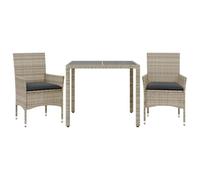 Nqyjm Salone da giardino Set da pranzo da giardino con cuscini 3 pezzi in rattan e vetro per 2 persone, tavolo con 2 sedie set di mobili per esterni per terrazza L32H78573