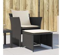 Nqyjm Sedia da esterno, Sedia da giardino con sgabello in resina nera intrecciata per giardino, spiaggia, balcone, terrazza, campeggio modello 3