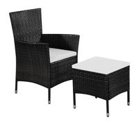 Nqyjm Sedia da esterno, Sedia e sgabello da esterno e cuscini in resina intrecciata nera per giardino, spiaggia, balcone, terrazza, campeggio