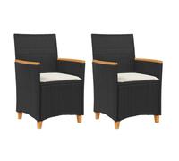 Nqyjm Sedia da esterno, Sedie da giardino Cuscini Set di 2 Nero Resina Intrecciata e Legno per Giardino, Spiaggia, Balcone, Terrazza, Camping Model 3