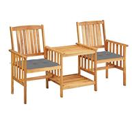 Nqyjm Sedia da pranzo per giardino esterno, sedie da giardino con tavolo da tè e cuscini in acacia solida poltrona per terrazza, piscina e balcone LH8A