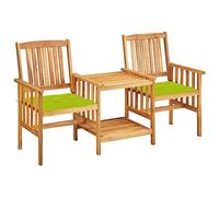 Nqyjm Sedia da pranzo per giardino esterno, sedie da giardino con tavolo da tè e cuscini in acacia solida poltrona per terrazza, piscina e balcone LH10A