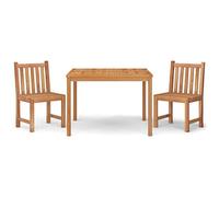 Nqyjm Set da pranzo da giardino, 3 pezzi, in legno di teak massiccio per 2 persone, tavolo con 2 sedie, set di mobili per esterni, sala da pranzo, mobile per balcone, terrazza L31H57144