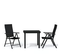 Nqyjm Set da pranzo da giardino, 3 pezzi, nero, mobili da giardino esterni, con tavolo e sedie, per terrazza patio esterno, lunghezza tavolo 80 cm L309H101