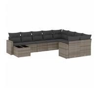 Nqyjm Set di divani da giardino 10 pezzi con cuscini in rattan sintetico grigio poltrona da esterno, divano modulare, seduta per patio terrazza balcone grigio L321H450