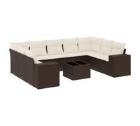 Nqyjm Set di divani da giardino 10 pezzi e cuscini in rattan sintetico marrone divani esterni in terrazza set terrazza resistente alle intemperie con tavolo marrone e crema L325H350