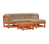 Nqyjm Set di divani da giardino, 15 pezzi, marrone cera pino massiccio, set da giardino, set da terrazza resistente alle intemperie e combinabile, per patio terrazza