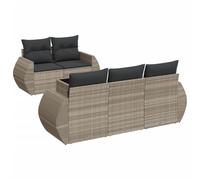 Nqyjm Set di divani da giardino 6 pezzi e cuscini in rattan sintetico grigio poltrona da esterno, divano modulare, seduta per patio terrazza balcone grigio chiaro L322H101