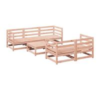 Nqyjm Set di divani da giardino 6 pezzi in legno massello di abete Douglas Poltrona da esterno, divano modulare, seduta per patio terrazza balcone Douglas Natural L329H288