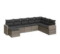 Nqyjm Set di divani da giardino 8 pezzi e cuscini in rattan sintetico grigio divani esterni in terrazza set terrazza resistente alle intemperie senza tavolo grigio L321H350
