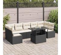 Nqyjm Set di divani da giardino, 8 pezzi, nero, polyrattan, per esterni, giardino, set terrazza resistente alle intemperie L335H510