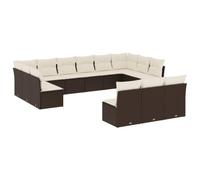 Nqyjm Set di divani da giardino con cuscini, 13 pezzi, rattan PE marrone, divani esterni in terrazza set terrazza resistente alle intemperie senza tavolo marrone e crema L325H232