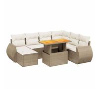 Nqyjm Set di divani da giardino con cuscini beige 8 pezzi rattan PE divani esterni set terrazza resistente alle intemperie 3x angolo + 3x centrali + poggiapiedi + tavolo beige e crema L327H830