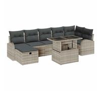 Nqyjm Set di divani da giardino con cuscino, 8 pezzi, grigio chiaro, in polyrattan, per esterni, giardino, set terrazza resistente alle intemperie L336H101