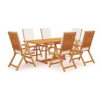 Nqyjm Set di mobili da giardino, 7 pezzi, in legno di teak massiccio per 6 persone, tavolo e 6 sedie, set di mobili da esterno per balcone terrazza