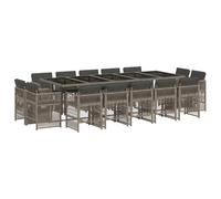 Nqyjm Set di mobili da giardino da 15 TLG, set da pranzo da giardino con cuscino grigio polyrattan, tavolo con 14 sedie per 14 persone, mobili da balcone, per terrazza, giardino e balcone, LH2
