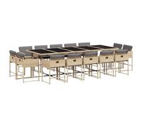 Nqyjm Set di mobili da giardino da 15 TLG, set da pranzo da giardino con cuscino, misto polyrattan, tavolo con 14 sedie per 14 persone, mobili da balcone, per terrazza, LH2