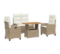Nqyjm Set di mobili da giardino da 4 TLG, set da pranzo da giardino con cuscino beige in polyrattan, set di seduta con panca e 2 sedie, per 3 persone, mobili da balcone, per terrazza, giardino e