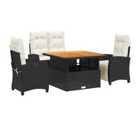 Nqyjm Set di mobili da giardino da 4 TLG, set da pranzo da giardino con cuscino in polyrattan nero, set di seduta con panca e 2 sedie, per 3 persone, mobili da balcone, per terrazza, giardino e