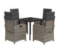 Nqyjm Set di mobili da giardino da 5 TLG con cuscino grigio polyrattan, set di 4 sedie, per 4 persone, mobili da balcone, terrazza, giardino e balcone, LH47