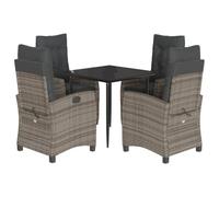 Nqyjm Set di mobili da giardino da 5 TLG, set da pranzo da giardino con cuscino grigio polyrattan, set di seduta e 4 sedie per 4 persone, mobili da balcone per terrazza, giardino e balcone LH52