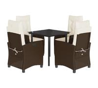 Nqyjm Set di mobili da giardino da 5 TLG, set da pranzo da giardino con cuscino in poli rattan, set di 4 sedie, per 4 persone, mobili da balcone, per terrazza, giardino e balcone, LH30
