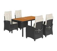 Nqyjm Set di mobili da giardino da 5 TLG, set da pranzo da giardino con cuscino in polyrattan nero, set di 4 sedie e 4 sedie, per 4 persone, mobili da balcone, per terrazza, giardino e balcone, LH58