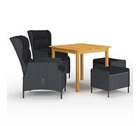 Nqyjm Set di mobili da giardino da 5 TLG, set da pranzo da giardino, grigio scuro, con 2 sedie e sgabello, per 4 persone, mobili da balcone, per terrazza, giardino e balcone