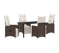 Nqyjm Set di mobili da giardino e set di mobili da giardino con cuscino da 5 pezzi. Braun polyrattan, set di seduta con 4 sedie per 4 persone, mobili da balcone per terrazza, giardino e balcone LH1