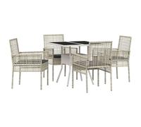 Nqyjm Set di mobili da giardino, set da 5 pezzi, set da pranzo da giardino, in polyrattan grigio chiaro, set di seduta e 4 sedie per 4 persone, mobili da balcone per terrazza, giardino e balcone LH2
