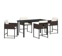 Nqyjm Set di mobili da giardino set di mobili da giardino con cuscino 5 pezzi Braun polyrattan, set di seduta con 4 sedie per 4 persone, mobili da balcone per terrazza, giardino LH3