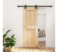 Nqyjm Set di porte scorrevoli con guarnizione, 80 x 210 cm, in legno massello di pino per camera da letto, cucine, fienili, garage3203146