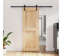 Nqyjm Set di porte scorrevoli con guarnizione, 80 x 210 cm, in legno massello di pino per camera da letto, cucine, fienili, garage3202993