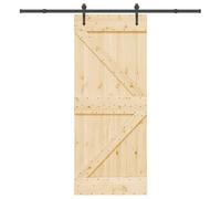 Nqyjm Set di porte scorrevoli con guarnizione, 85 x 210 cm, in legno massello di pino per camera da letto, cucine, fienili, garage3332647