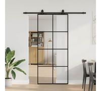 Nqyjm Set di porte scorrevoli con guarnizione nera, 90 x 205 cm, porta in vetro temperato per camera da letto, cucine, fienili, garage3375804