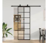 Nqyjm Set di porte scorrevoli con guarnizione, nero, 76 x 205 cm, porta in vetro temperato per camera da letto, cucine, fienili, garage3375790