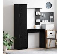 Nqyjm Tavolo per computer con ante e scaffali, scrivania con vano portaoggetti con ripiano, set da 2 pezzi, colore nero, effetto quercia, tavolo da gioco, tavolo da ufficio, per camera da letto