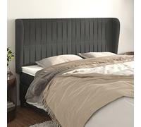 Nqyjm Testiera con Orecchie Grigio scuro 183x23x118/128 cm Velluto da Parete per Camera, Hotel, Dormitorio L31H18255