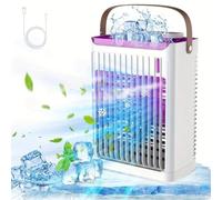 NQYZZFA Condizionatore D'aria Portatile, Raffrescatore D'aria Evaporativo Personale, Ventilatore Da Scrivania Alimentato Tramite USB Per Ufficio/Camera Da Letto,Bianca