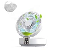 NQYZZFA Ventilatore Da Tavolo Con Telecomando, Ventilatore Pieghevole Portatile USB A 3 Velocità Con Timer E Luci A LED, Per Casa, Ufficio, Viaggio, Campeggio,Bianca