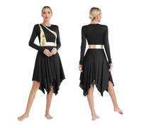 NRBMZYEN Abito da ballo da donna a maniche lunghe moderno lirico abito da ballo chiesa coro liturgico lode, Nero a, S