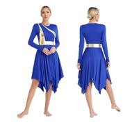 NRBMZYEN Abito da ballo da donna a maniche lunghe moderno lirico abito da ballo chiesa coro liturgico lode, Blu A., M