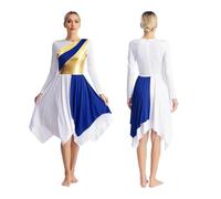 NRBMZYEN Abito da ballo da donna a maniche lunghe moderno lirico abito da ballo chiesa coro liturgico lode, Blu, M