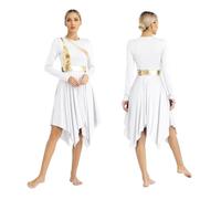NRBMZYEN Abito da ballo da donna a maniche lunghe moderno lirico abito da ballo chiesa coro liturgico lode, Bianco A., M