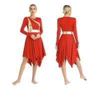 NRBMZYEN Abito da ballo da donna a maniche lunghe moderno lirico abito da ballo chiesa coro liturgico lode, Rosso a, XL