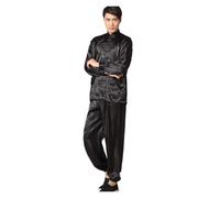 NRBMZYEN Kung Fu Set di abiti da uomo Satin Rayon Kung Fu Suit Vintage Tai Chi Set Wu Shu Uniforme Manica Lunga Abbigliamento, Colore unico, White_L